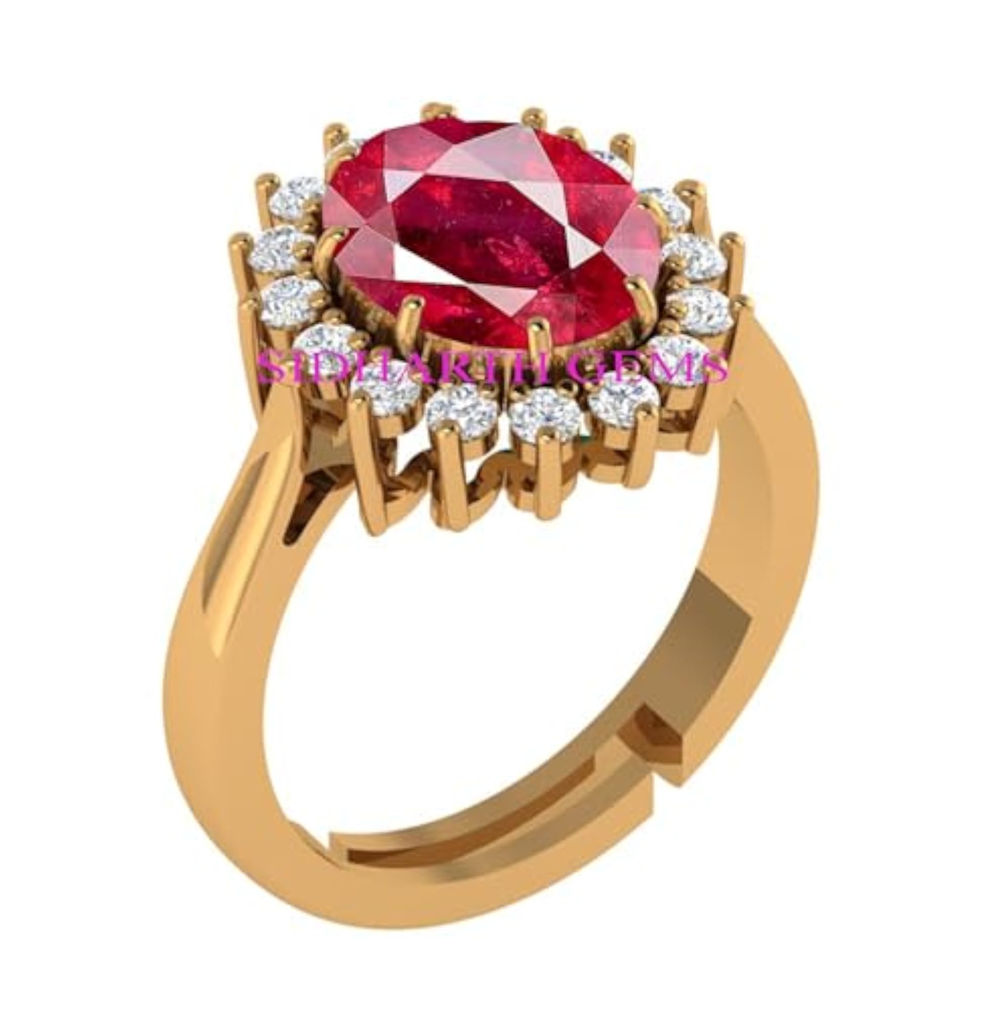 Natural Ruby Stone Manik Ring, Adjustable Panchdhatu